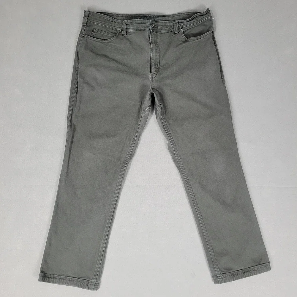 Duluth Trading Mens Pants‎ 40x30 Gray Green Flex Fire Hose Slim Fit Work Canvas